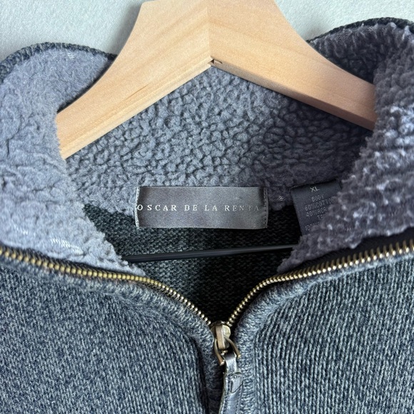 Oscar De La Renta Men’s Grey Cotton Blend Quarter Zip Sweater Size XL - Picture 2 of 9